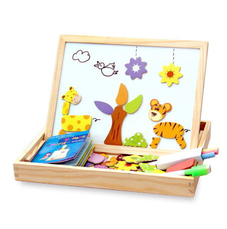 Wooden Magnetic Puzzle Toys Children 3D Puzzle Box Figure