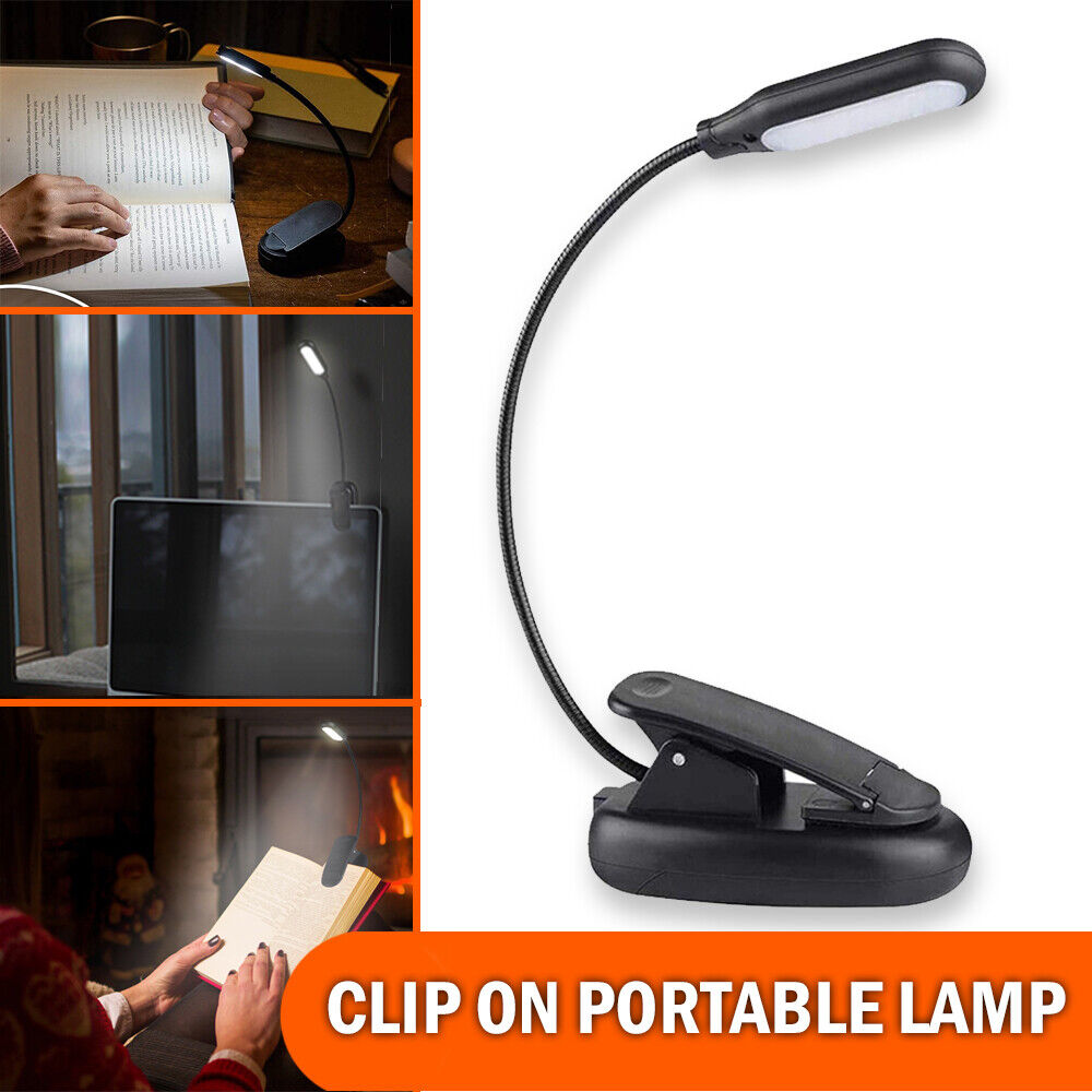 LED Reading Book Light With Flexible Clip USB Rechargeable Lamps For Reader Work Home dealsniper-net