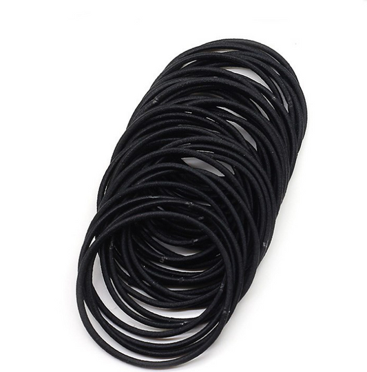 100Pcs Black Elastic Hair Bands Ponytail Holder Head Rope