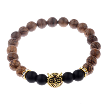 Owl frosted stone lifeline wood grain bracelet Jewelry dealsniper-net