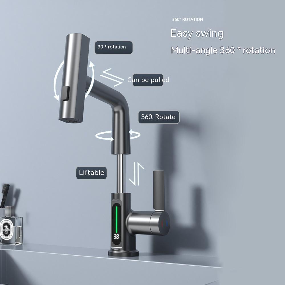 Intelligent Digital Display Faucet Pull-out Basin Faucet House DealSniper.net