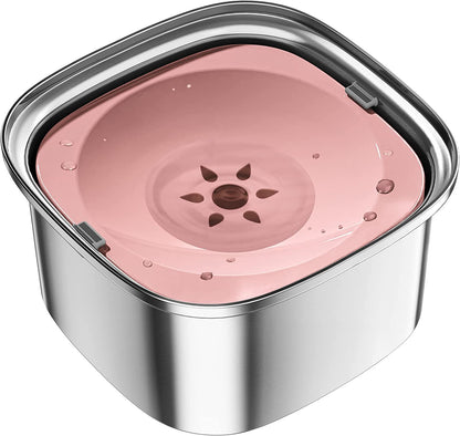 Pet Stainless Steel Water Bowl Large Capacity Floating Pets dealsniper-net Pink