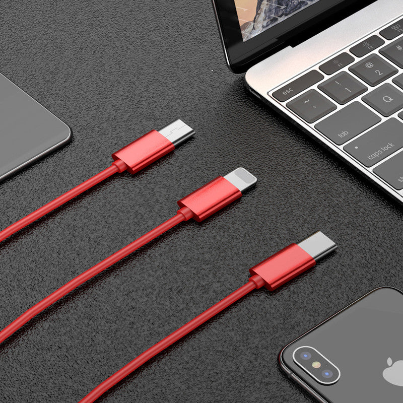 Data Cable One For Three Telescopic Data Cable Mobile Phone Charging Cable Electronic dealsniper-net