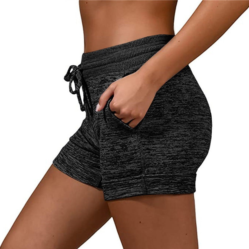 Women Shorts Quick-dry Lace-up Stretch Sports Pants Women dealsniper-net Black 2XL