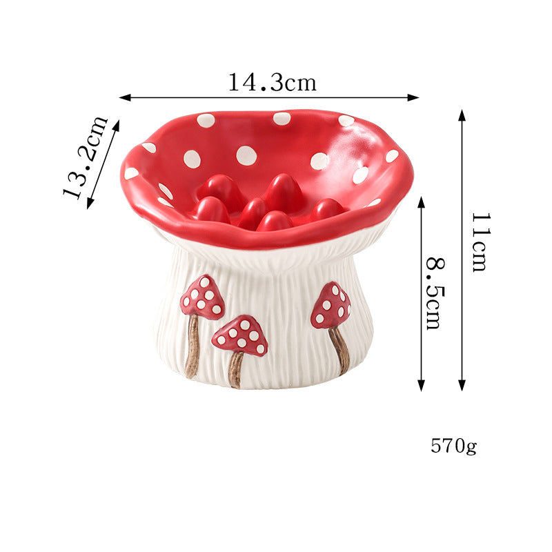Creative Mushroom Modeling Tall Pet Bowl Cute Cat Bowl Pets dealsniper-net Slow Food Bowl