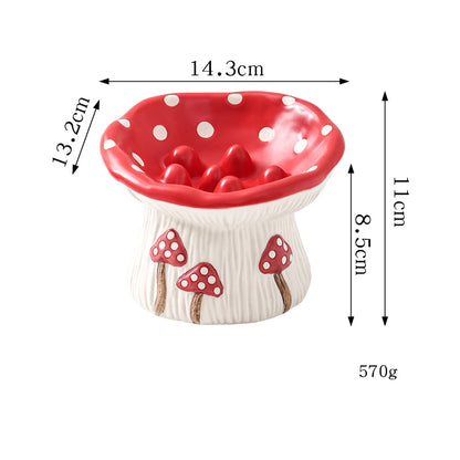 Creative Mushroom Modeling Tall Pet Bowl Cute Cat Bowl Pets dealsniper-net Slow Food Bowl