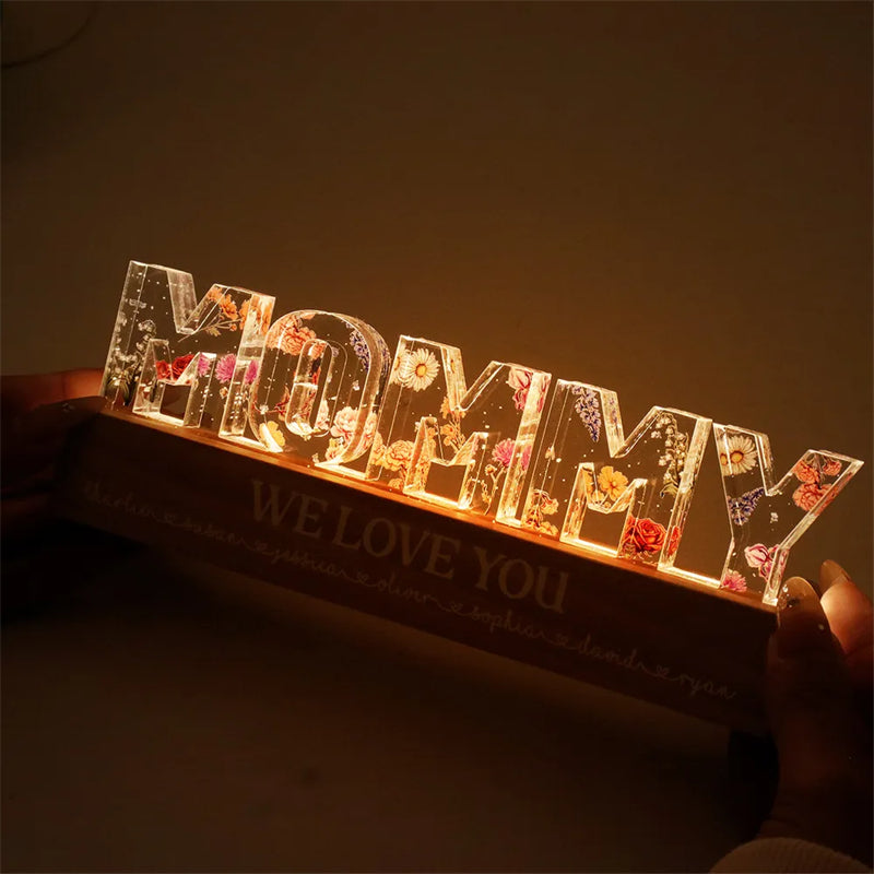 Mother's Day Custom Flower Printed LED Night Light Creative Home Decor Gym From House