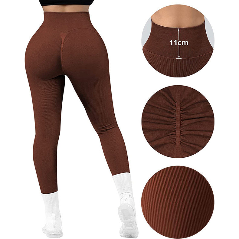 High Waist Seamless Leggings Threaded Knitted Fitness Pants Women dealsniper-net