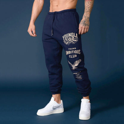 Men's Thicken Ankle-tied Sports Pants Men dealsniper-net Navy Blue L