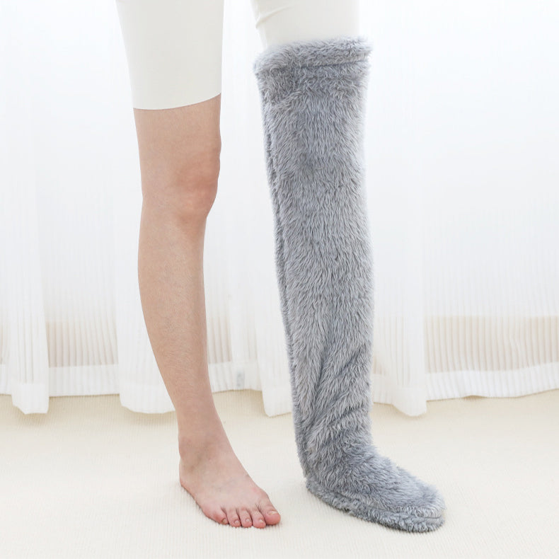 Over Knee High Fuzzy Long Socks Winter Warm Cold Leg Knee Joint Cold-proof Stockings Home Floor Sleeping Socks Men dealsniper-net