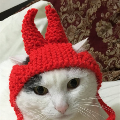 New Pet Hat Cute Style Braid Headgear Spring And Autumn Pets dealsniper-net Double Horn Demon M