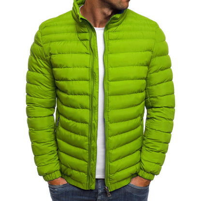 Men Jacket Zipper Solid Color Long Sleeves Pockets Overcoat Men DealSniper.net Grass Green 2XL