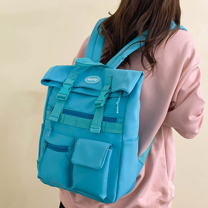 Multi-pocket Backpack Women Fashion Buckle Students School Bags