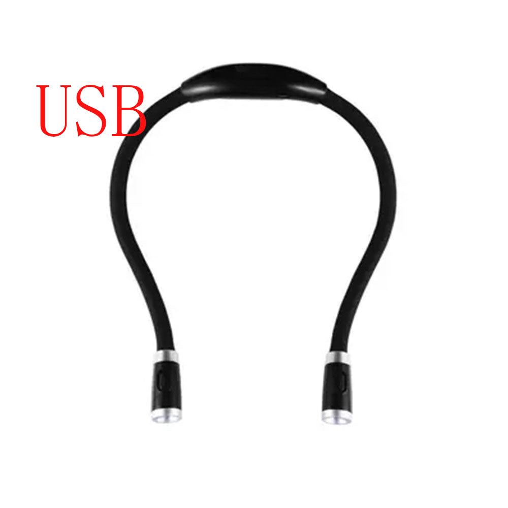 Flexible Neck Hug Book Light With LED Reading Lamp Gadgets dealsniper-net Black USB