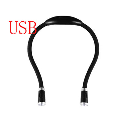 Flexible Neck Hug Book Light With LED Reading Lamp Gadgets dealsniper-net Black USB