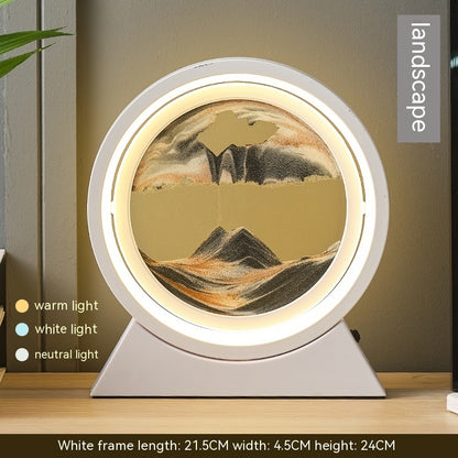 Quicksand Painting Hourglass Decoration Small Night Lamp Atmosphere Gift Home Decor DealSniper.net Dry Battery Plug In Type White Frame Black White Sand