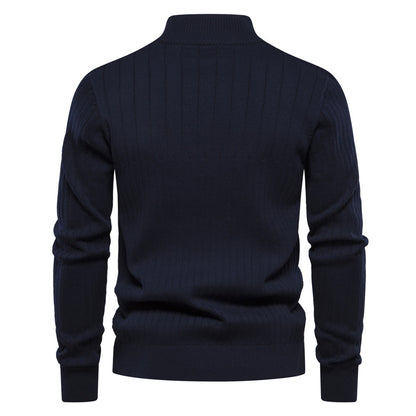 Men's Stand Collar Sweater Fashion Half-zipper Solid Color