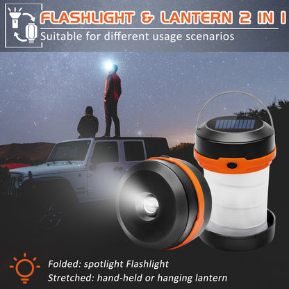 Collapsible LED Solar Camping Lights With Free Whistle