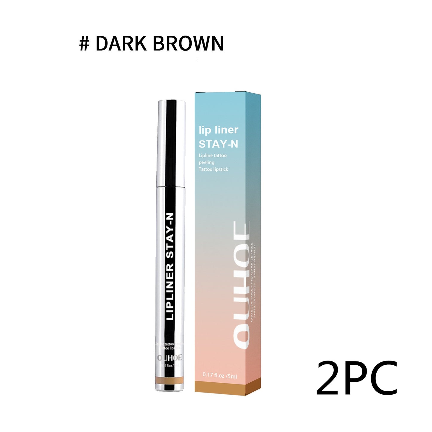 Lip Liner Pen Dark Brown Waterproof Long Lasting Beauty Gym From House Dark Brown 2PC