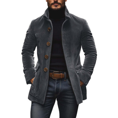 Men's Jacket Winter Stand Collar Button-up Coat Men Gym From House