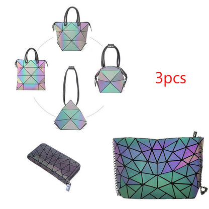 Luminous Makeup Bag Lattice Design Geometric Bag Women dealsniper-net F