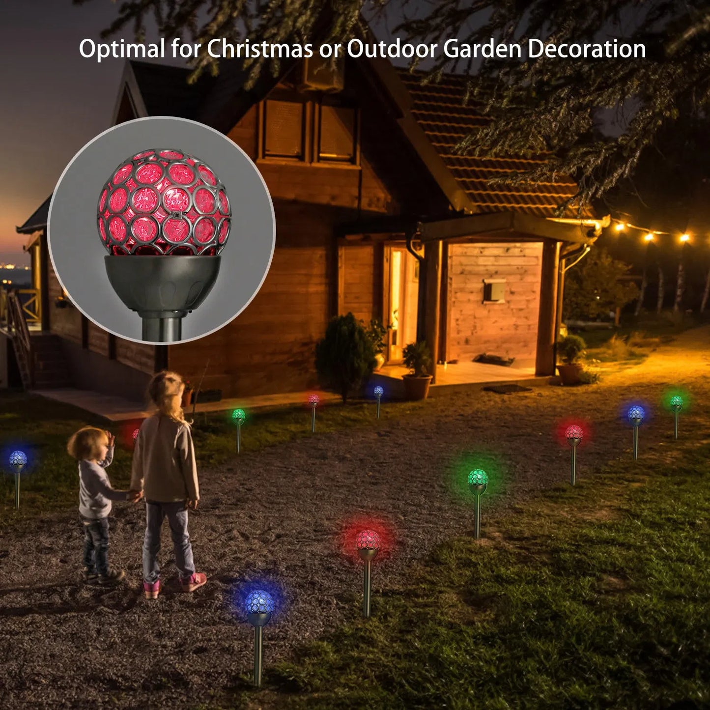 3 Pcs Outdoor Solar Lights IP44 Waterproof Ball RGB Light Outdoor Gym From House