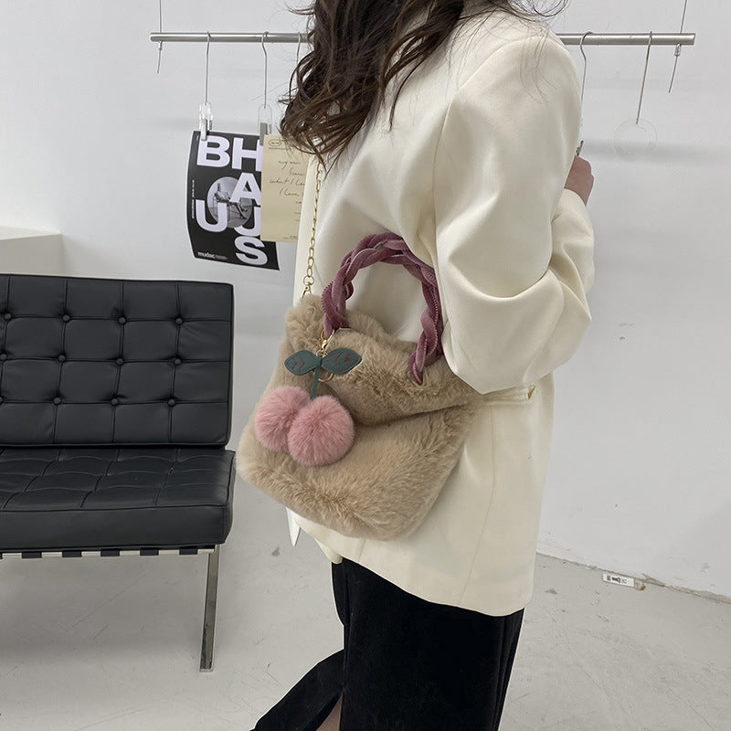Large Capacity Plush Bag High Quality Soft Plush Bag Women DealSniper.net Brown