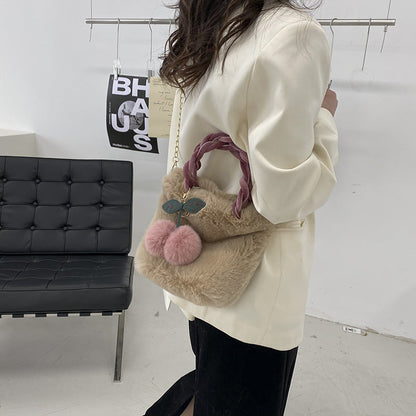 Large Capacity Plush Bag High Quality Soft Plush Bag Women DealSniper.net Brown