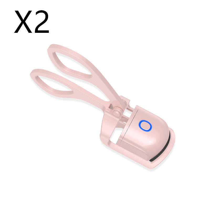 Heated Eyelash Curler Electric Temperature Control Mini Eyelash Beauty dealsniper-net Pink USB 2PCS