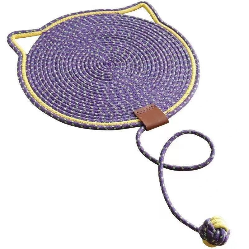 Braided Cotton Rope Cat Claw Mat Self Hi Ball One Piece Pets DealSniper.net Polka Dotted Purple Toy Ball