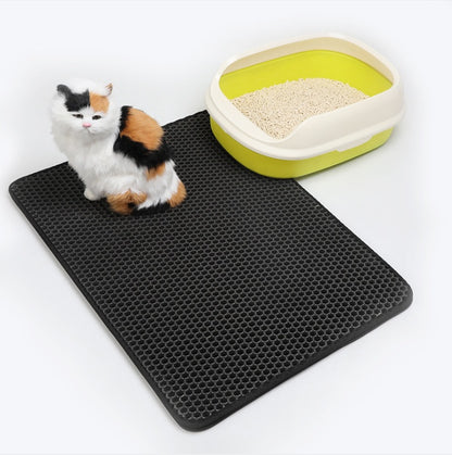 Pet Cat Litter Mat Pet Supplies EVA Double Cat Litter Mat Pets Gym From House gray L