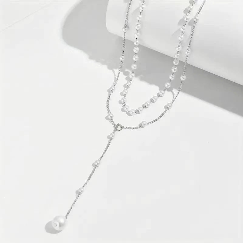 Pearl Double Layer Twin Pearl Necklace Jewelry Gym From House White K