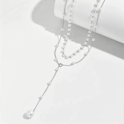Pearl Double Layer Twin Pearl Necklace Jewelry Gym From House White K