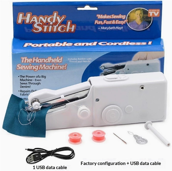 Handheld Mini Sewing Machine Set Hobby Gym From House White with USB