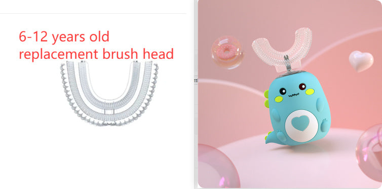 Children'S Electric Toothbrush Food Grade Silicone Oral Kids null Little Dinosaur Green set 6to12 Years Old