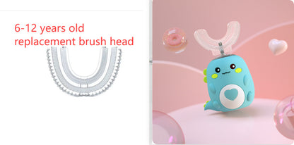 Children'S Electric Toothbrush Food Grade Silicone Oral Kids null Little Dinosaur Green set 6to12 Years Old