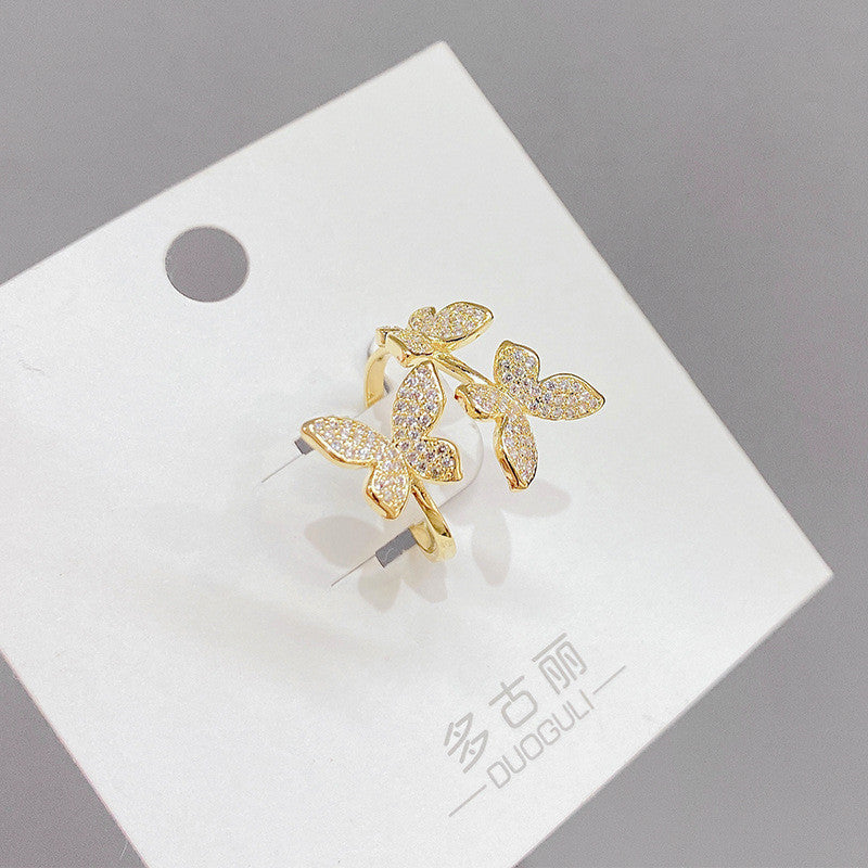 Butterfly Ring Female Niche Diamond Temperament Ring Jewelry dealsniper-net