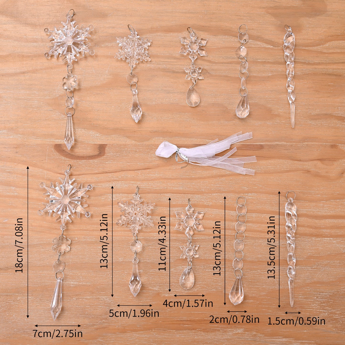 10 pcs Christmas Tree Hanging Pendants Acrylic Ice Strip Snow