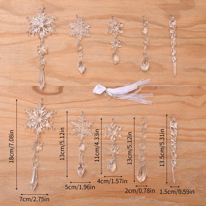 10 pcs Christmas Tree Hanging Pendants Acrylic Ice Strip Snow