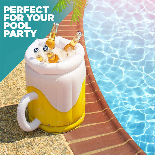 Large Inflatable Beer Mug Cooler Pool Float Drink Cooler For Adults