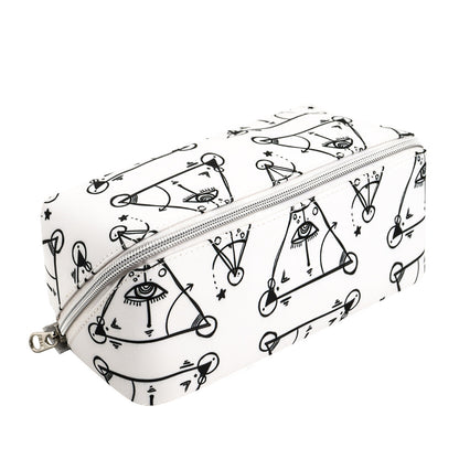Cute Dog Pets Print Cosmetic Bag Waterproof Makeup Bags Travel Pets DealSniper.net Geometric white