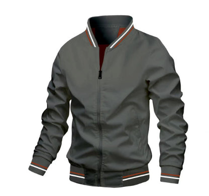 Men's Striped Zip-up Jacket With Pockets Fashion