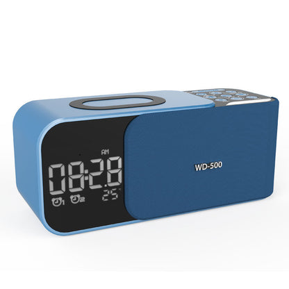 Led Wireless Charging Alarm Clock Fm Radio Bluetooth Speaker House dealsniper-net Blue USB