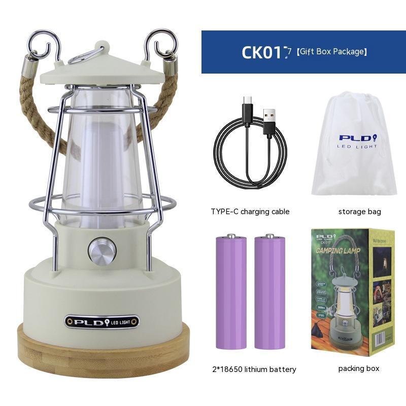 Multifunctional Retro Camping Light Atmosphere Outdoor DealSniper.net Beige Ribbon Battery USB