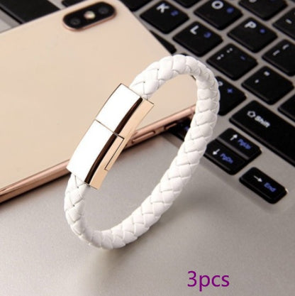 New Bracelet Charger USB Charging Cable Data Charging Electronics dealsniper-net White 3pcs Android interface 20cm