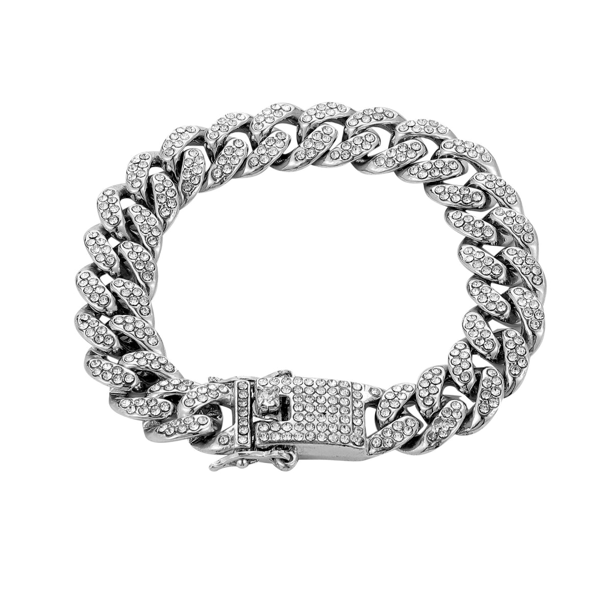 Hip Hop Trend Full Diamond Cuban Link Chain Men's Bracelet Jewelry Gym From House