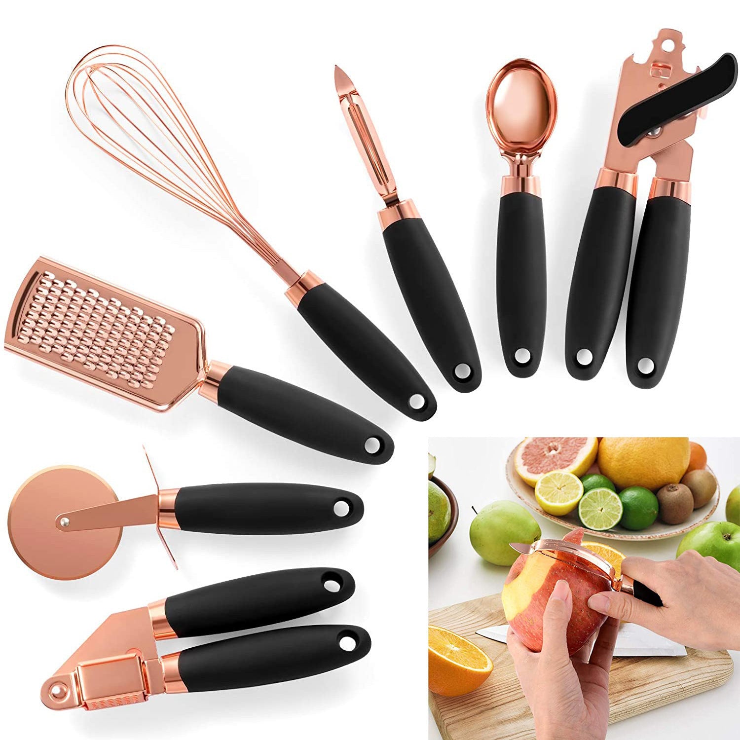 Stainless Steel Kitchen Gadgets 7 Piece Set Kitchen DealSniper.net Black 7piece set