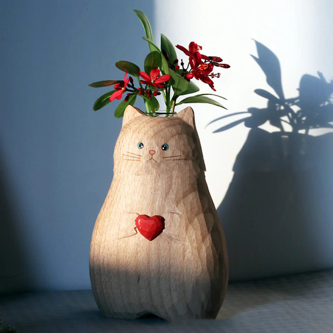 Creative Heart Cat Vase Handmade Christmas