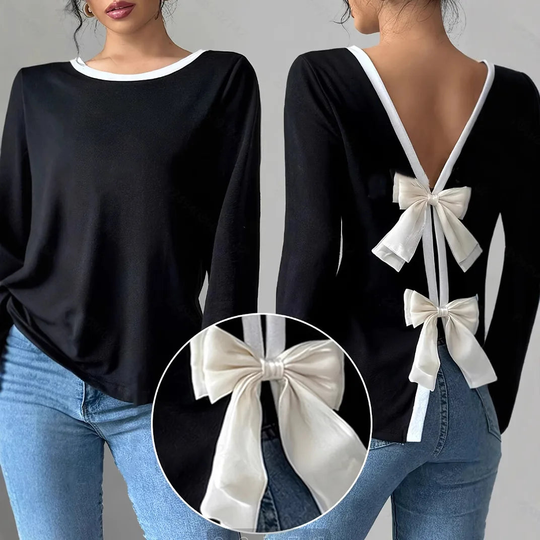 Women's Trendy Round Neck Two-Piece Illusionknit T-Shirt Women Gym From House