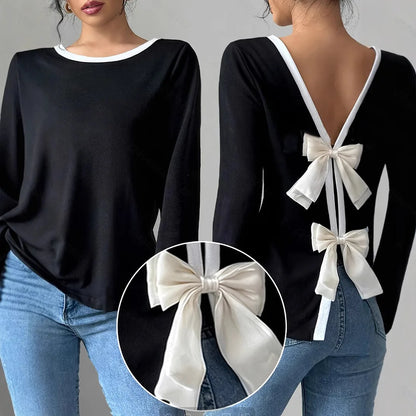 Women's Trendy Round Neck Two-Piece Illusionknit T-Shirt Women Gym From House